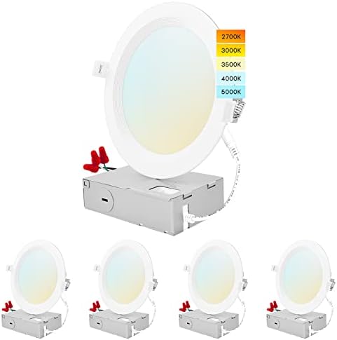 ЛУКСУЗЕН 6 Инчен Ултра Тенок LED Вдлабнато Осветлување, 14w, 5 Избор НА Боја 2700K | 3000K | 3500K | 4000K | 5000K, CRI 90, 1150 Лумени,