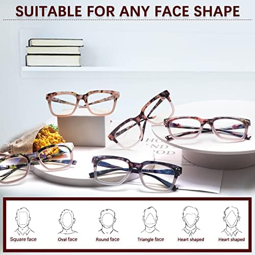 Maeown 5 пакувања очила за читање сини светло блокирање модни дами читатели, компјутерски шарки квадратни очила за жени за жени