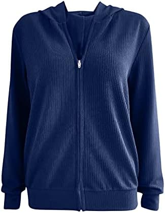 Narhbrg женски плетен џемпер поштенски качулка јакна- дами долги ракави худи обична цврста боја пад џемпер