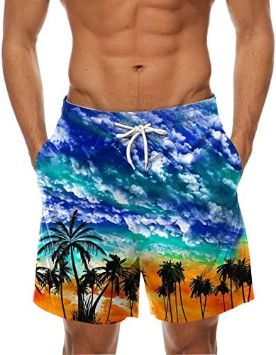 Менси Брзи суви шорцеви модни печатени врзани хавајски плажа одговараат спортски панталони панталони