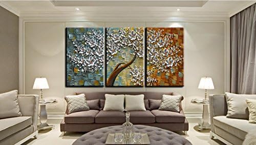 Yasheng art - 28x20inchx3 рачно насликани 3 панели современа уметност масло сликарство на платно 3Д цветни дрвја слики модерни домашни wallидни