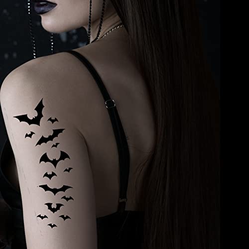 Татодејс лилјак ноќта на вештерките привремени тетоважи налепница за пренос на хартија црн летечки вампир вампир лилјаци жени мажи возрасни
