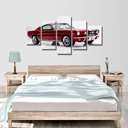 Големи 5 парчиња постер за автомобили 1965 Форд Мустанг Брзбек Ак Шелби ленти Уметнички слики Автомобил Wallид декор постери за