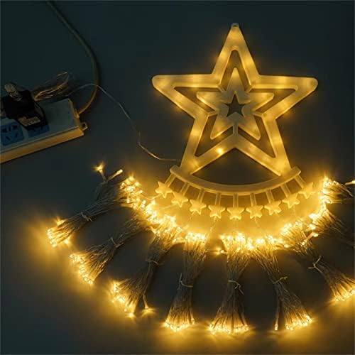 Qonioi соларна енергија LED пет-посочени starвездени светло Божиќно виси дрво светло во вода светло за новогодишни светла 350 лежеа 8