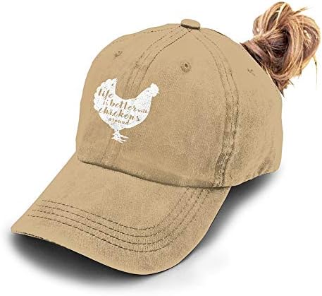 Lifeивотот е подобар со кокошки околу гроздобер прилагодлива конска опашка капа за капачиња за капаци за жени за женски подароци
