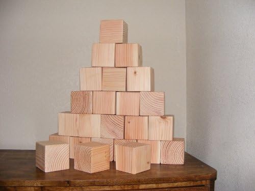 3,5-Инчни Природни Недовршени Дрвени Блокови-Комплет од 24 Дрвени Коцки