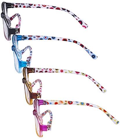 Очила 4 Спакувајте Дами Очила За Читање-Слатки Читатели Со Шарени Точки Шарени Храм за Жени Кои Читаат +2.75