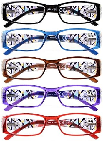 Очен Пипер 5-Пакет Стилски Изгледкристален Аеропитура Раце Пролет Шарки Женски Очила За Читање +2.5