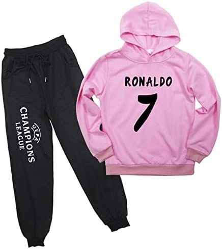 Wabooob Детето пролет есенски пад на долги ракави облеки-Кристијано Роналдо џемпер со качулка и панталони за џогирање, обична тренерка