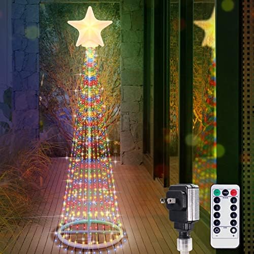 Долита Божиќни Светла 440 ЛЕД Водопад Светла За Новогодишна Елка Со Функција За Меморија На Топпер Ѕвезда 8 Режими На Осветлување Самовилски