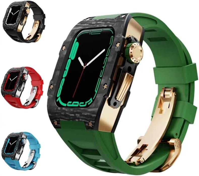 Нибик заштитна футрола Од Јаглеродни влакна за apple watch 8 7 45mm силиконски ремен за часовници додатоци за модификација од