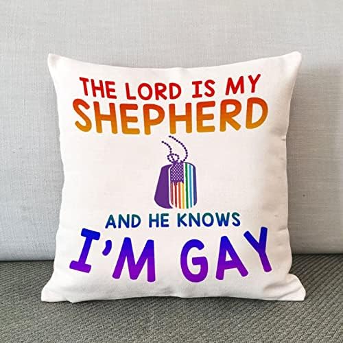 ЛГБТК виножито геј лезбејска гордост фрлање перница покритие Господ е мојот овчар и тој знае дека сум геј перница кутија за перница, романтичен
