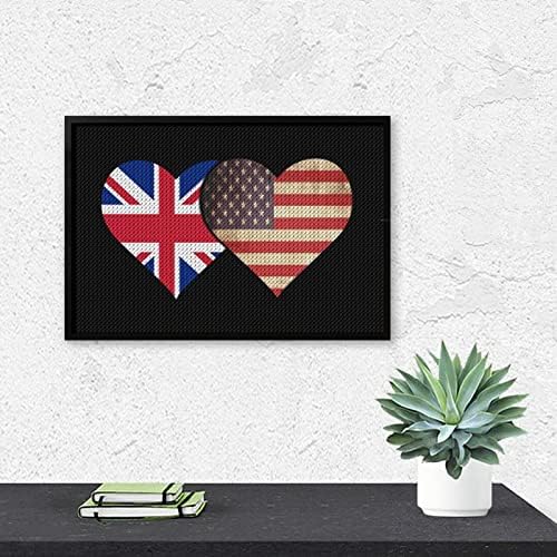 Британско знаме и американско знаме Дијамантски комплети за сликање 5D DIY целосна вежба Rhinestone Arts Wallид декор за возрасни 8 x12