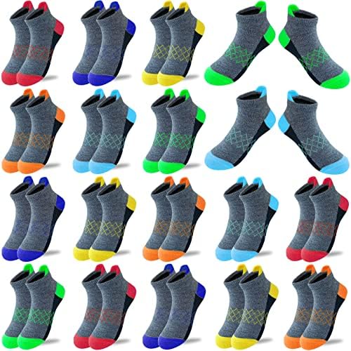 Copамегио Момци чорапи 18 пара Деца половина перница со ниско сечење чорапи Атлетски чорап на глуждот за малку големи деца со големина