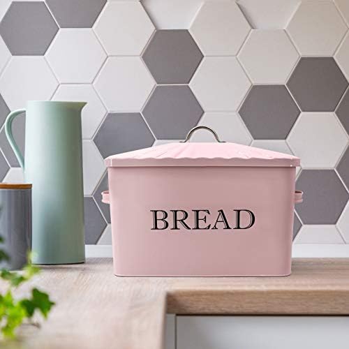 Јолитац Метална Кутија За Леб - Кујнска Работна Површина Розова Корпа За Складирање Леб Со Капак и раце, Контејнер За Складирање Храна
