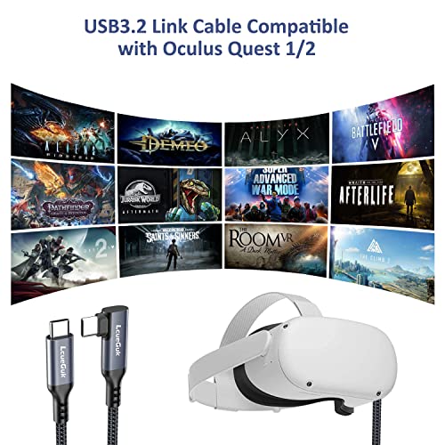 LcueGuk Link Cable компатибилен со Oculus Quest 2 Link Cable 16.5ft, USB 3.0 Type C до C VR Кабел за слушалки за Oculus Потрага по брзо