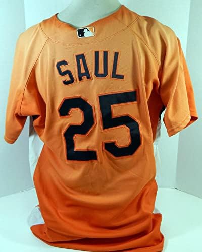 2007-08 Балтимор Ориолес Jimим Саул 25 Игра користеше портокал Jerseyерси БП Екст Св 50 556 - Игра користена МЛБ дресови
