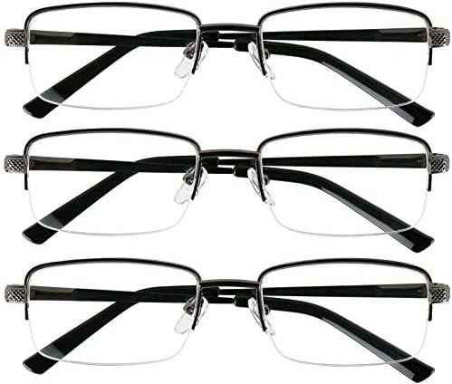 Успех Очила За Очила За Читање Комплет Од 3 Метални Очила Со Половина Раб За Читање Квалитетни Читатели На Пролетни Шарки Мажи И Жени