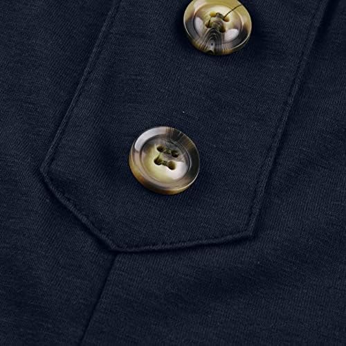 Копче за еластична еластична половината на женската мода со џебови со цврста боја, панталони за спортски шорцеви
