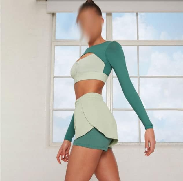 TJLSS Sport Yoga Постави шупнат врвен висок половината Краток костум Секси спортска облека за жени тренингот облека за трчање фитнес