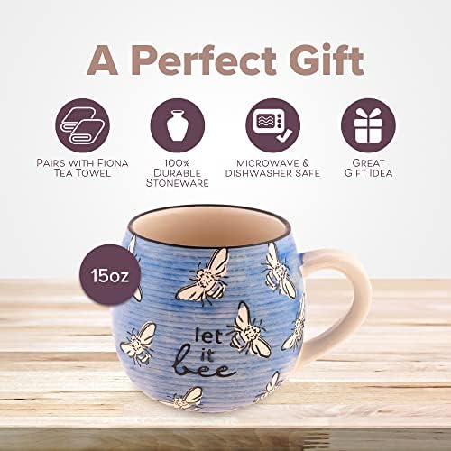 Подароци од карма Фиона керамичка чаша - 16 -унца шолја за кафе - слатки чаши за жени и мажи - пчела