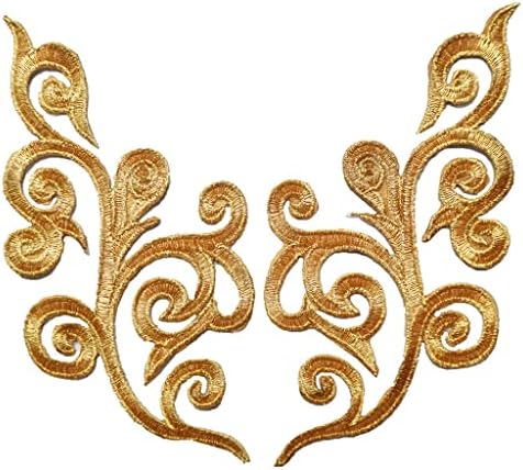 TJLSS 2 парчиња златни закрпи шијат железо на значки извезени апликации Бохемија за облека DIY занаетчиска декорација