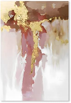Пинк и златно апстрактно сликарство акварел слика злато фолија уметнички дела розово злато сликарство модерна апстрактна wallидна уметност