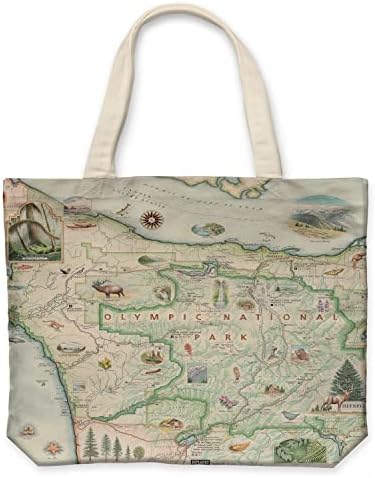 Xplorer мапи олимписки национален парк мапа на платно торба со рачки, торба за купување намирници за крпа, торба за еднократно