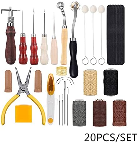 Алатки за кожни шиење Основни кожни алатки за кожни алатки DIY шиење кожа занаетчиски комплет 44 стилови кожни алати за рака шиење DIY