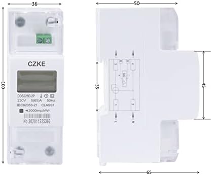 KQOO DDS226D-2P LCD Еднофазен мерач на енергија DIN-Rail Energy 65A 100A 220V 230V 50Hz 60Hz Активен енергетски извоз kWh