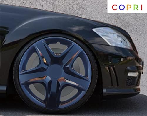 Копри сет од покривка од 4 тркала од 15 инчи црна Hubcap Snap-on Fits Honda Civic
