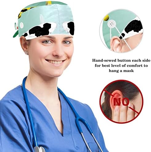 Медицинска медицинска сестра ги капачињата жени долга коса, грациозна работна капаче за прилагодување на паун со копче и лак за коса