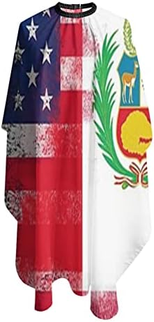 Перуанско Американско Знаме Фризура Престилка Салон За Сечење Коса Кејп 55 х 66 Инчи, Водоотпорен Прилагодлив Фустан За Коса Фустан