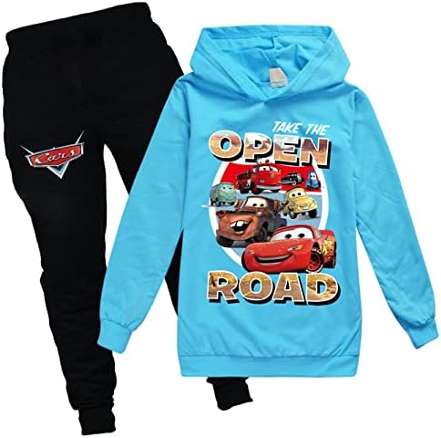 By-Can Cars Pullover Housidies Молња McQueen долги ракави врвови+џемпери, графички тренерки со качулка за деца/дете