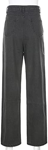Keusенски женски високи половини панталони со џогер, широки панталони со падобран за нозе y2k баги џогерски панталони со џебови џемпери