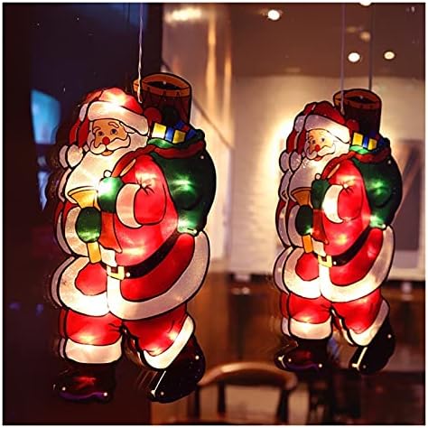 Божиќни низа светла самовила светла Божиќна декорација Осветлен прозорец виси декор светла со кука за вшмукување чаша за божиќна забава,