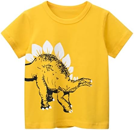 Детско деца бебешки момчиња девојчиња диносаурус со кратки ракави со кратки ракави маички врвови облека за деца момче 2Т