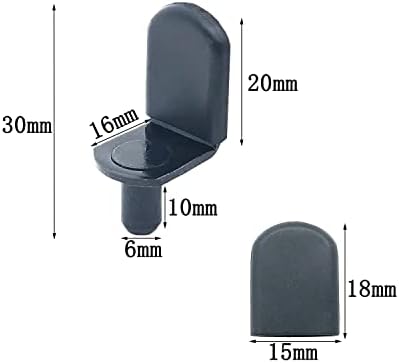 Pins Myyzmy Sholf, 40 парчиња клипови во форма на L 1/4 инчи Поддршка за полица за стаклени потпори, со црн ракав црн