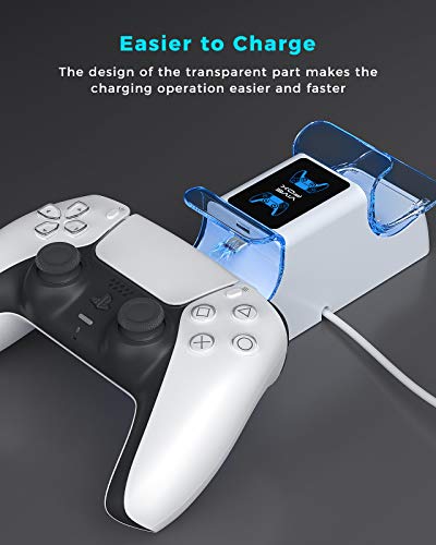 Vivefox го надгради Charger PS5 Charger, Dual Pock Dock Station For PlayStation 5 PS5 контролер со 5V/1.2A Брзо кабел за полнење,