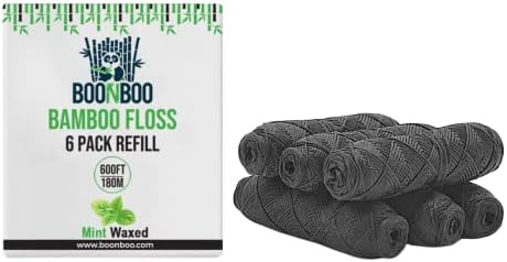 Пополнување на стоматолошкиот конец на Boinboo | Бамбус ткаени влакна | 6pcs од 100ft/30m - вкупно 600ft/180m | Одржливо и биоразградливо