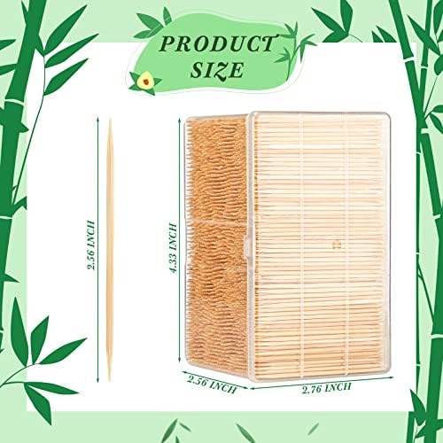 Jerify 12000 парчиња бамбус дрвени чепкалки за заби дрвени четки за заби со чиста пластична кутија за складирање двострана бамбус чепкалки за
