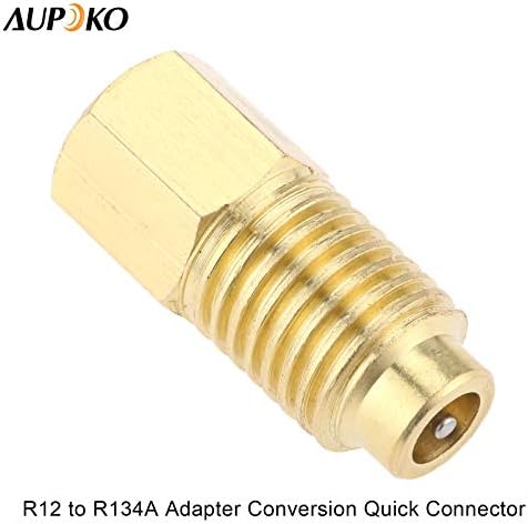 Aupoko R12 во R134A Адаптер Конверзија Брз конектор, 1/4 '' Sae Femaleенски X 1/2 '' Адаптери за резервоари за ладење на машки ладилни средства, се вклопува за системот за ладење AC R134A