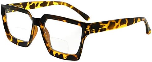 Очила За Читање Бифокални Очила За Читање Жени-Стилски Бифокални Читатели Јасна Рамка За Преголема Леќа-Желка +3.00