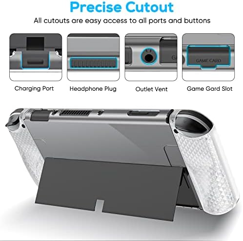 [Надграден] Докабилен случај 3in1 за Nintendo Switch OLED модел, конзола чиста компјутерска заштитна кутија, ергономски мек TPU кутија за