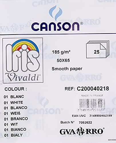 Canson 200409038 25 листови картон 50 x 65 см бел