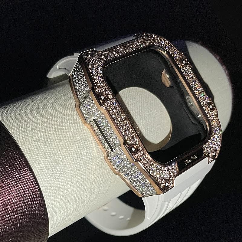 Комплет за модификација на часовници CNHKAU, комплет за луксузни часовници за Apple Watch 8 Ultra 45mm луксузен витон каиш титаниум