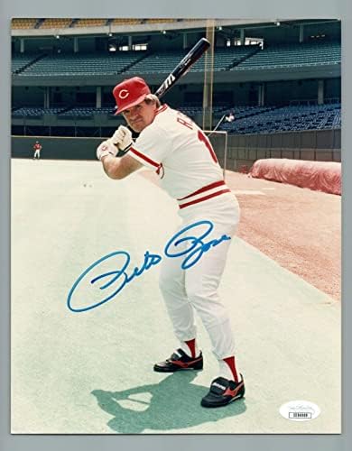 Пит Роуз потпиша 8х10 Бејзбол фотографија со JSA COA - Автограмирани фотографии од MLB