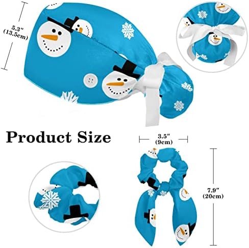 Зимски снежен човек сино прилагодливо капаче за чистење со копчиња лак за коса, пискава џемпери
