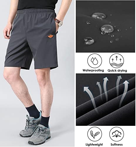 Машка машка пешачка шорцеви со патенти со џебови со патенти лесни истегнуваат на отворено брзите суви шорцеви