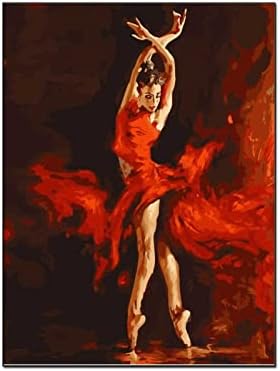 24x32inch Апстрактна масло сликарство жена flamenco шпанска танчерка црвена модерна уметност дама платно сликарство спална соба wallидна